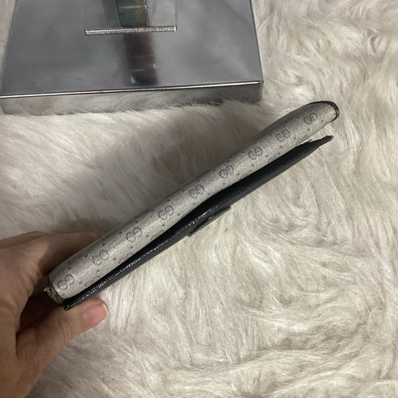 Vintage Gucci 035 64 0461 Micro GG Logo Canvas/ Leather Long Wallet - Picture 7 of 13